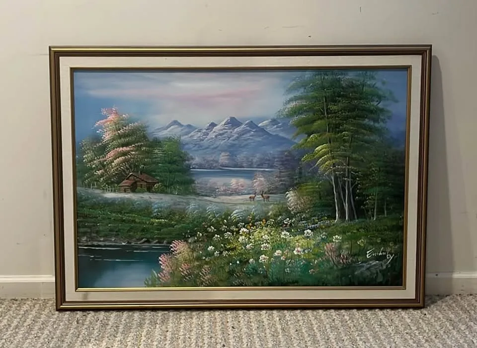 Large Framed Mountain Landscape Painting – 40.5” × 29” 🌄✨ image indicator(3)