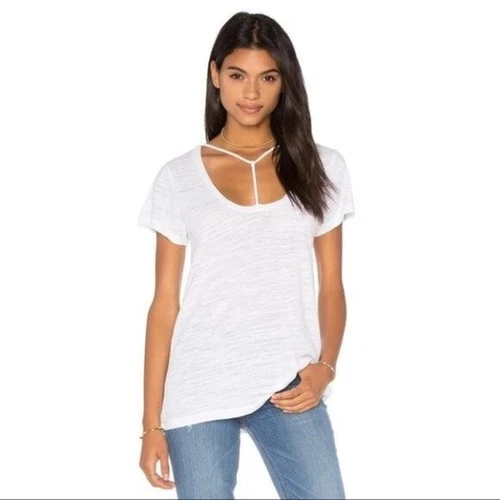 LNA Women's T-shirt Strappy White Short Sleeve Size Small NWT