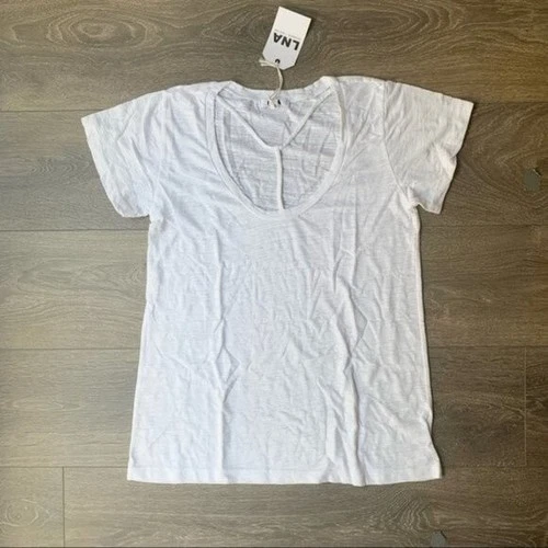LNA Women's T-shirt Strappy White Short Sleeve Size Small NWT - photo 2