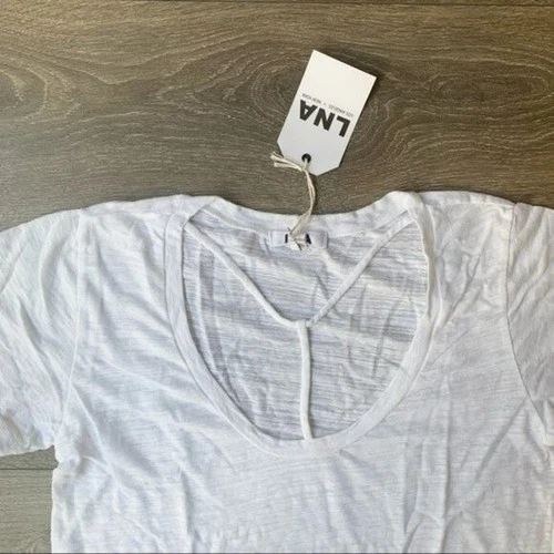 LNA Women's T-shirt Strappy White Short Sleeve Size Small NWT - photo 3