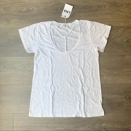 LNA Women's T-shirt Strappy White Short Sleeve Size Small NWT - photo 4
