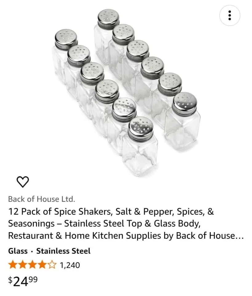 BNIB 12 Pack Salt / Spice Shakers