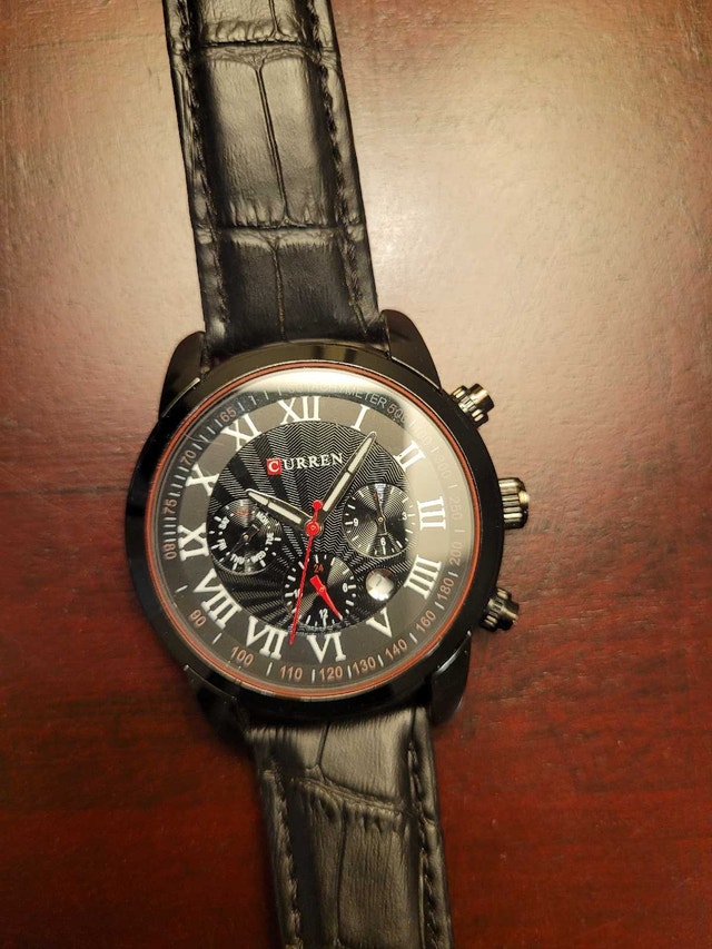 New Men's Curren Black Roman Dial Fashion Watch - photo 5