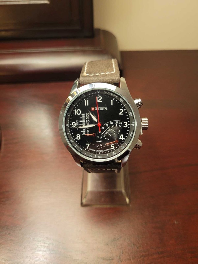 New Men's Black Curren Dual Time Zone Watch