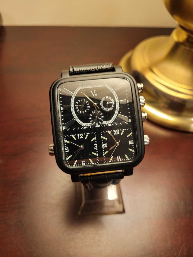 Brand New Black Multi-Dial Squared Men's Watch