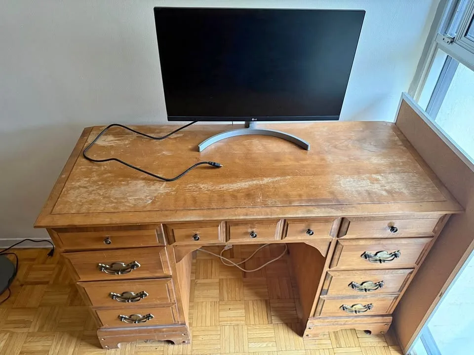 Vintage Solid Wood Computer Desk w/ Tons of Storage