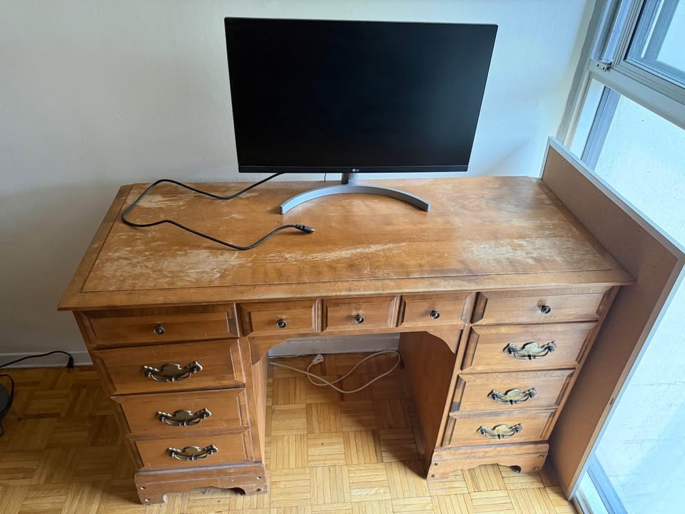 Vintage Solid Wood Computer Desk w/ Tons of Storage - photo 2