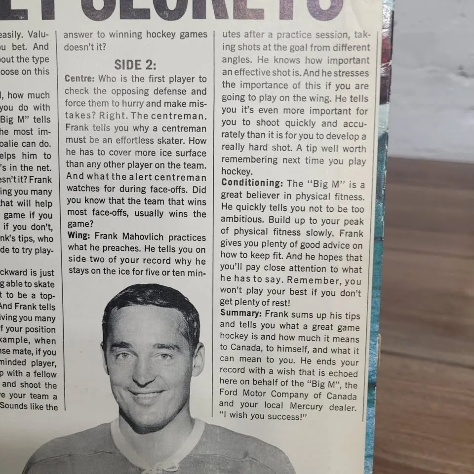 Frank Mahovlich "All My Hockey Secrets" Record LP image indicator(7)