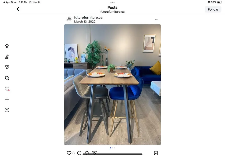 Brand New In-Box “Ashley” Oak Colour Bar Table — 55″ × 28″ × 36″