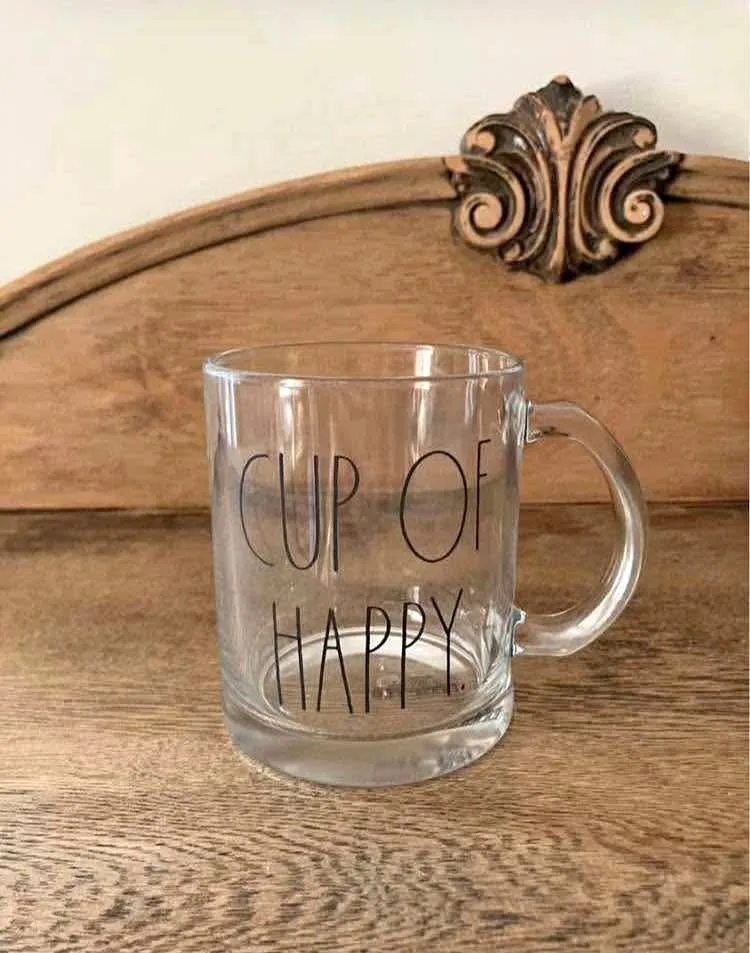 Rae Dunn Cup of Happy Glass Mug