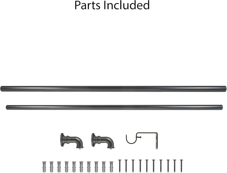Adjustable Industrial Pipe Curtain Rod — 72"–144" — Like New image indicator(3)