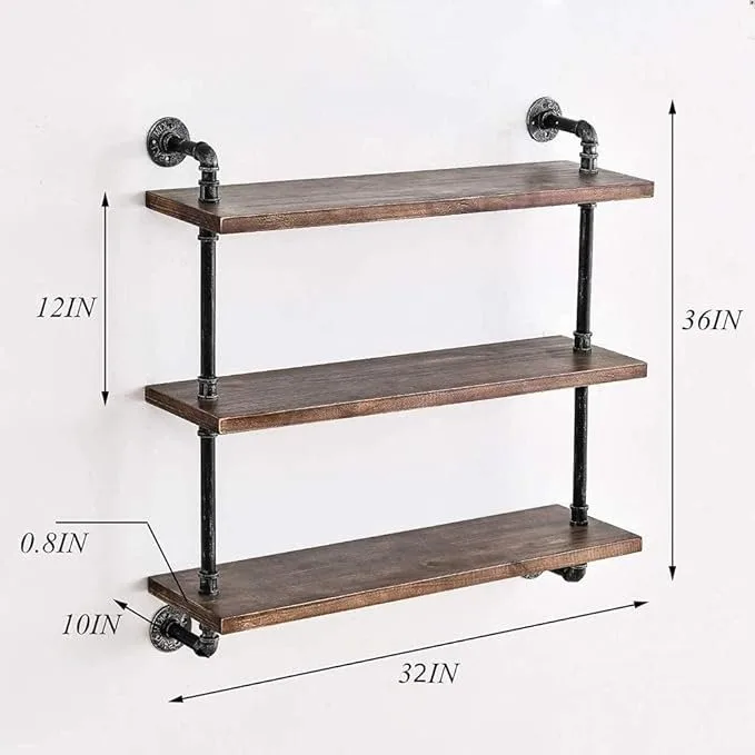 Industrial Pipe Wall Shelf / Floating Bookshelf – Like New image indicator(6)