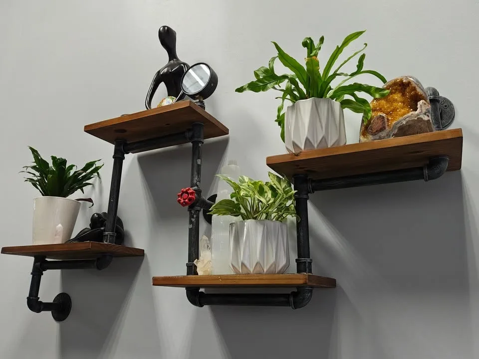 Industrial Pipe + Wood Wall Shelf — 4-Tier image indicator(3)