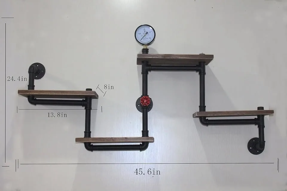 Industrial Pipe + Wood Wall Shelf — 4-Tier image indicator(4)