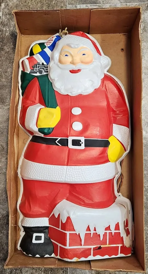 Vintage NOMA 1950s Blow Mold Santa in Box - Lights Up