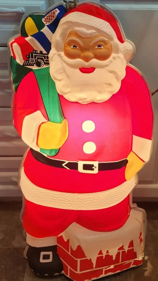 Vintage NOMA 1950s Blow Mold Santa in Box - Lights Up image indicator(7)