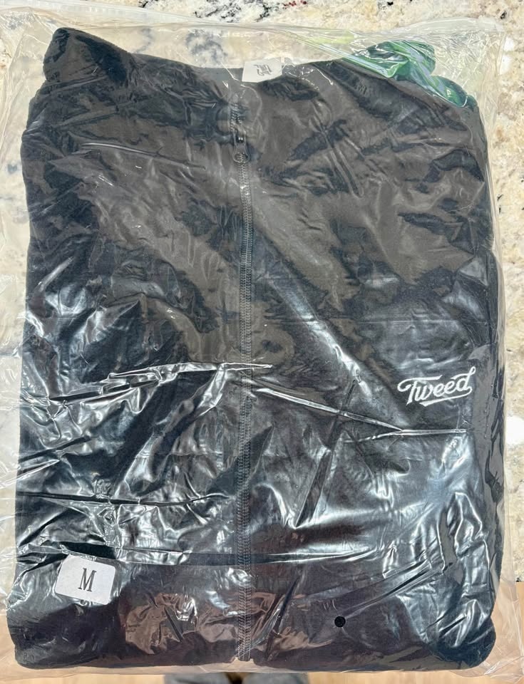 Black Tweed Branded Fleece Jacket - M L XL available - photo 3