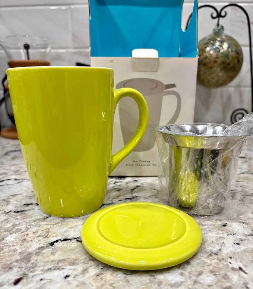 Indigo Citron Tea Mug with Stainless Infuser