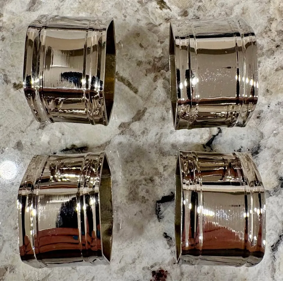 Set of 4 Silver Plate Napkin Rings