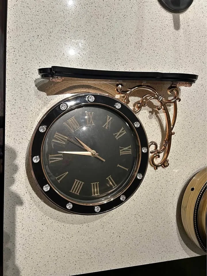 Black & Gold Decorative Wall Clock (Double-Sided)