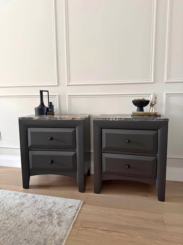 Gorgeous pair of nightstands with granite tops