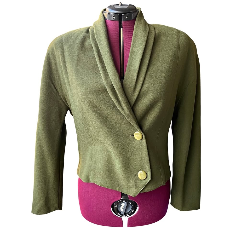 vintage wool blazer forest green - read description