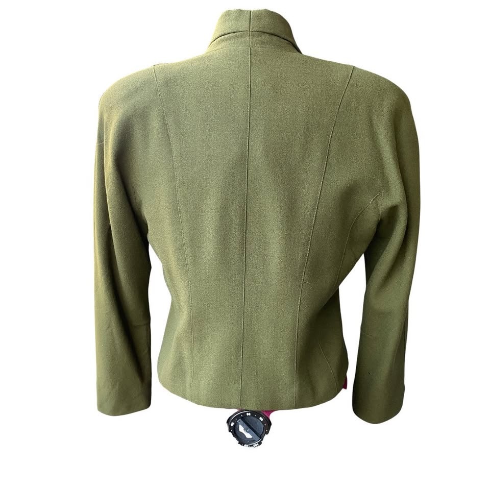 vintage wool blazer forest green - read description - photo 3