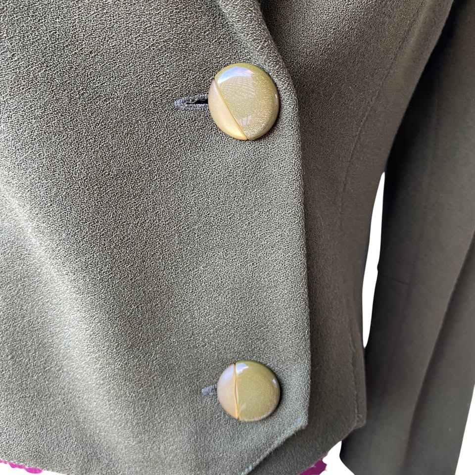 vintage wool blazer forest green - read description - photo 4