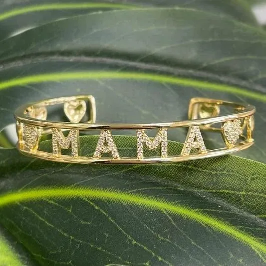 14 K gold plated MAMA letter bangle image indicator(2)