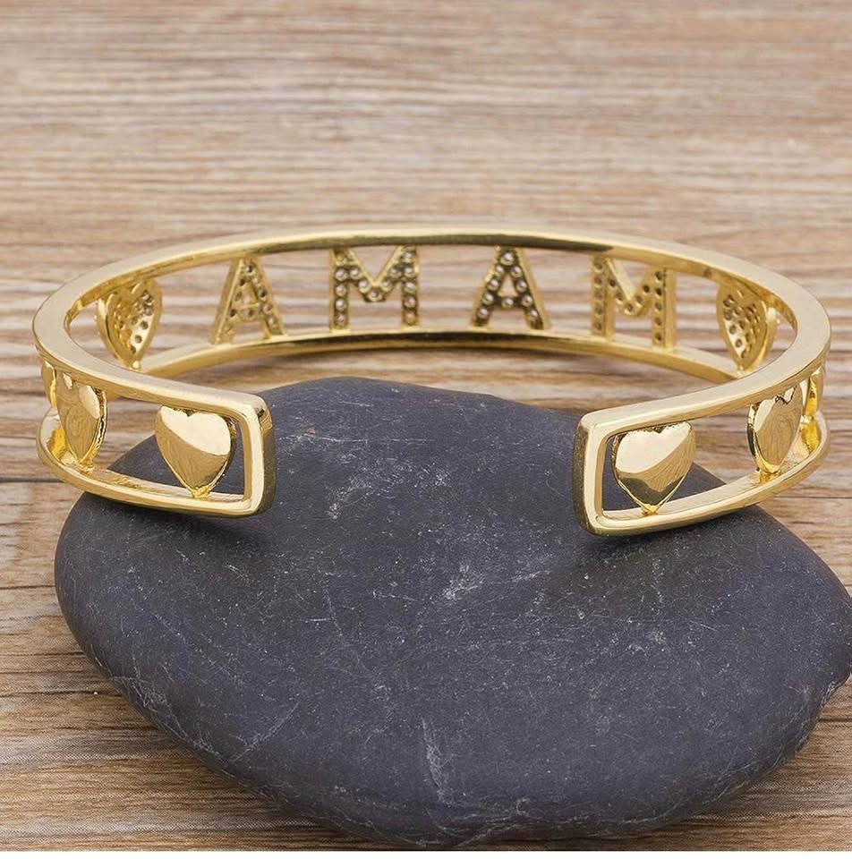 14 K gold plated MAMA letter bangle - photo 3