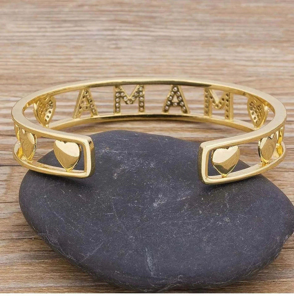 14 K gold plated MAMA letter bangle image indicator(3)