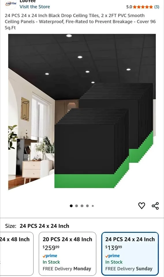 96 Sft of Vinyl Drop Ceiling Tiles - New