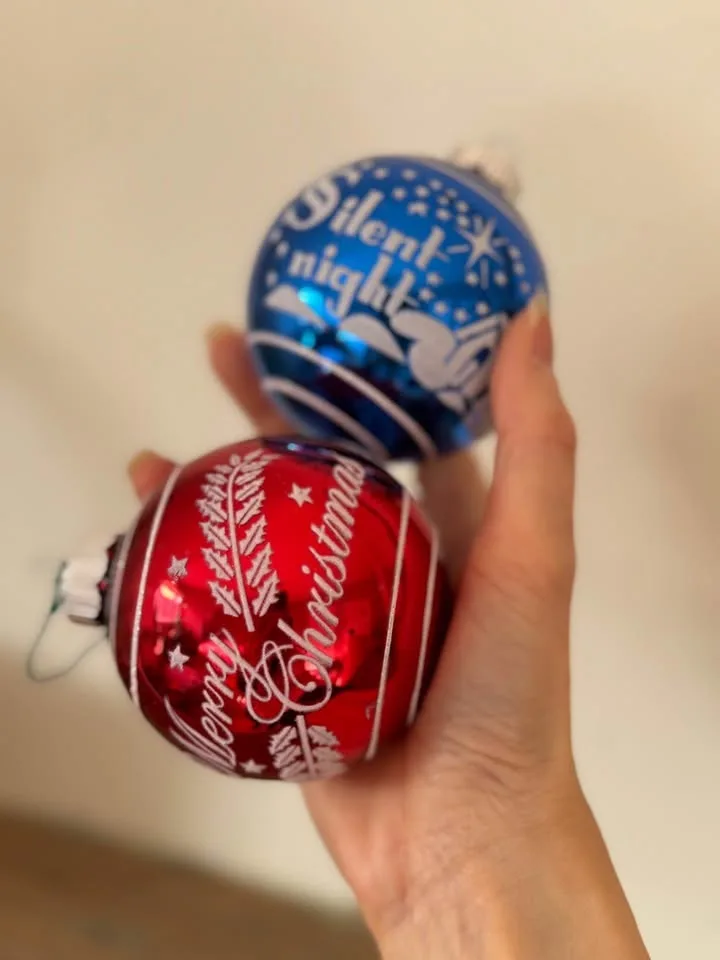 Vintage Christmas Ornaments - Set of 7 Blown Glass Balls, Retro image indicator(3)