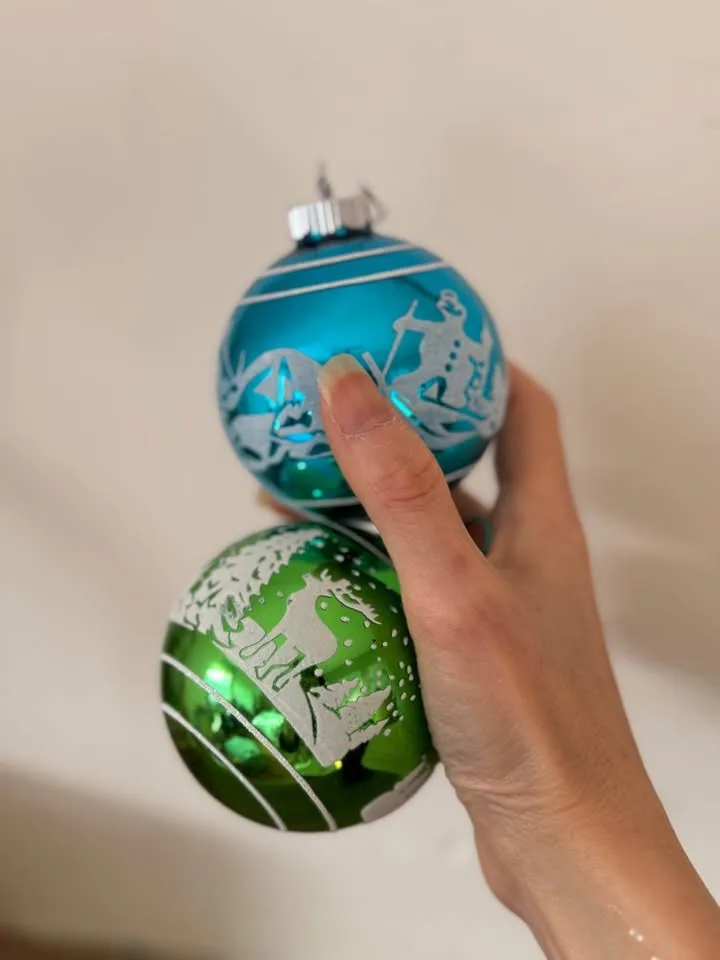 Vintage Christmas Ornaments - Set of 7 Blown Glass Balls, Retro image indicator(4)