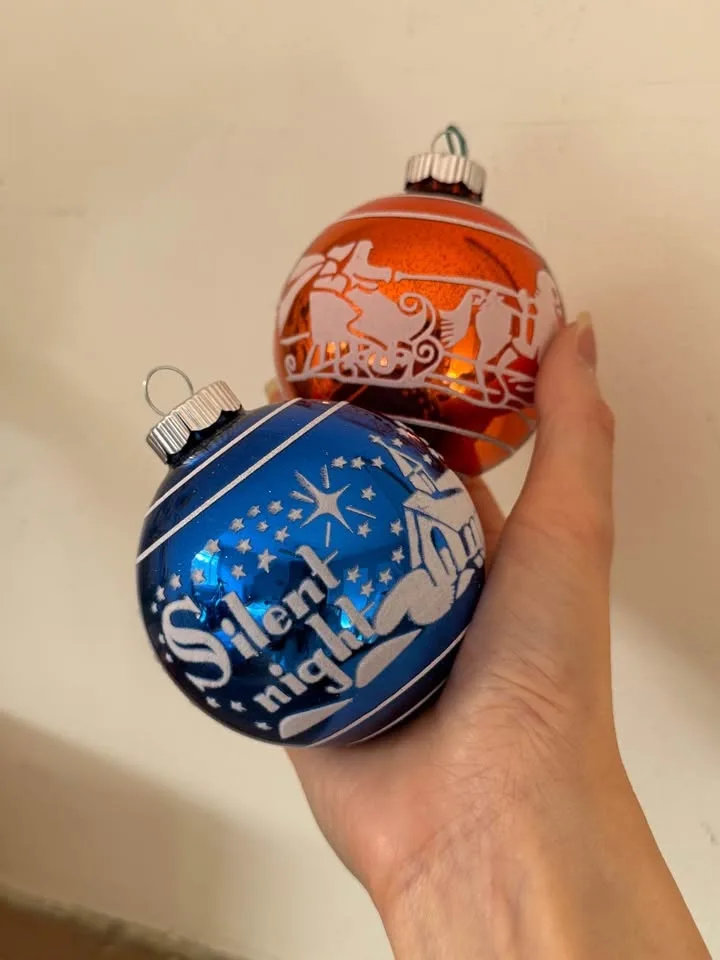 Vintage Christmas Ornaments - Set of 7 Blown Glass Balls, Retro image indicator(5)