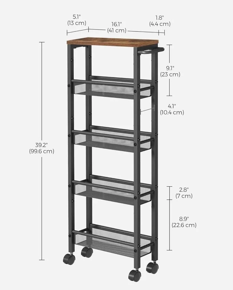 VASAGLE Slim Rolling Cart – NEW (Never Assembled!) image indicator(4)