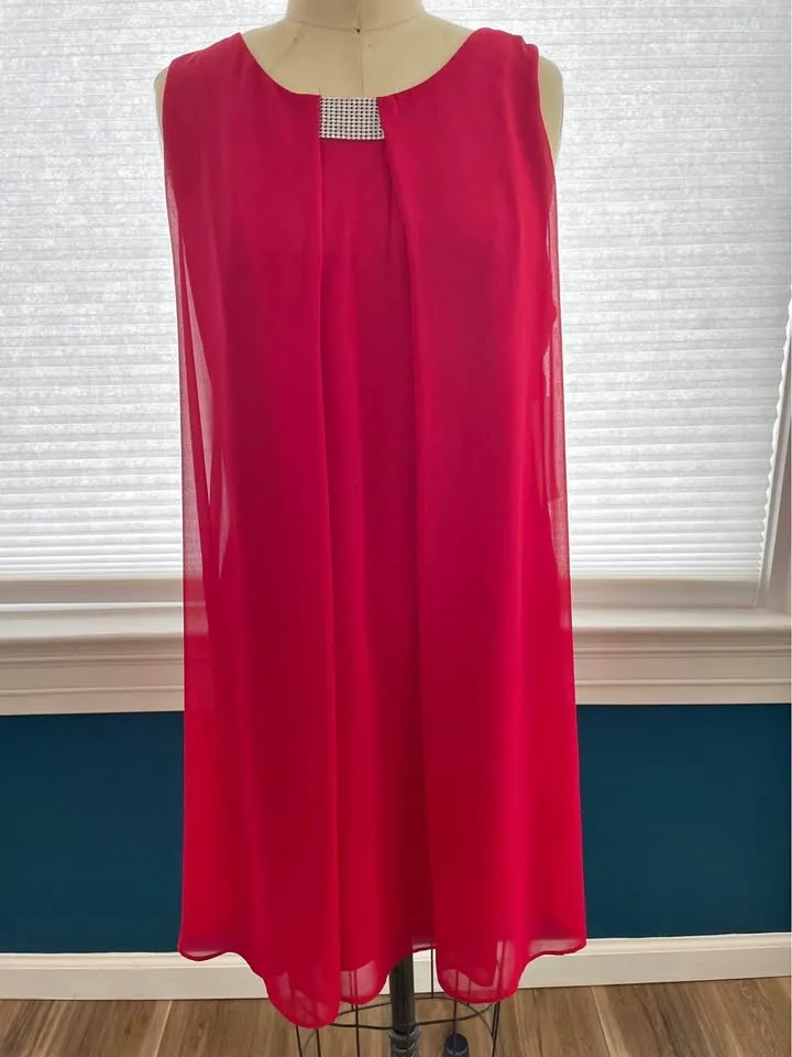 Brand New, short Red sleeveless chiffon dress.