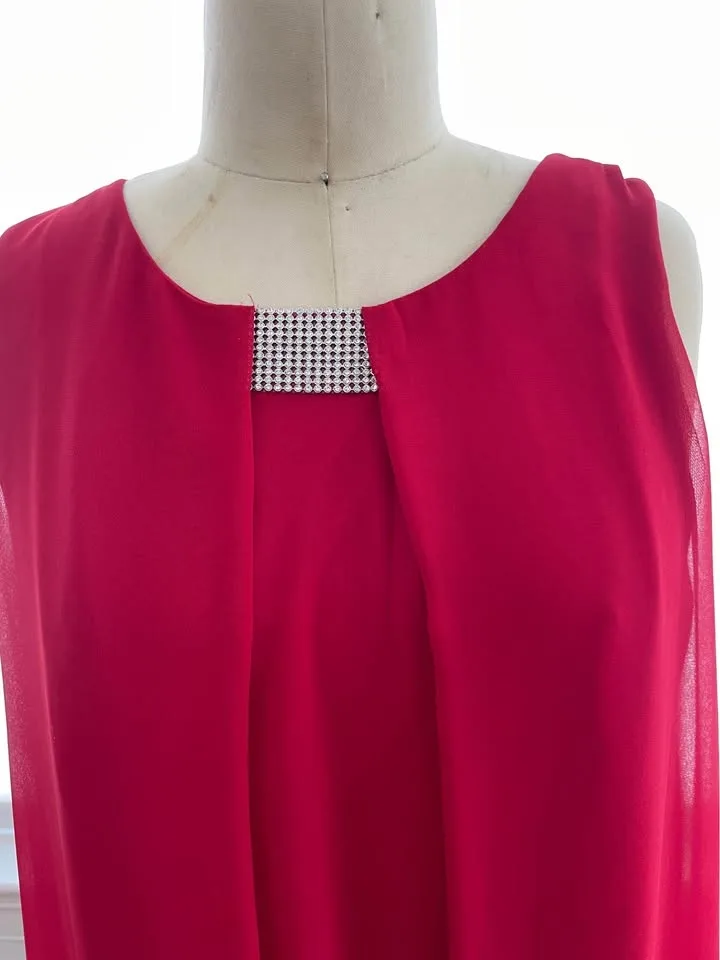 Brand New, short Red sleeveless chiffon dress. image indicator(2)