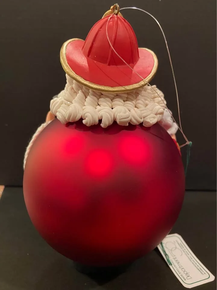 Vintage Fireman Santa Glass Ornament, by Department 56 image indicator(3)