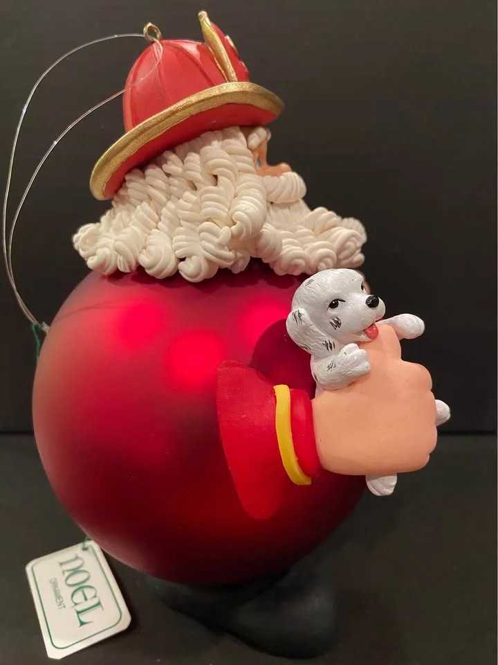 Vintage Fireman Santa Glass Ornament, by Department 56 image indicator(4)