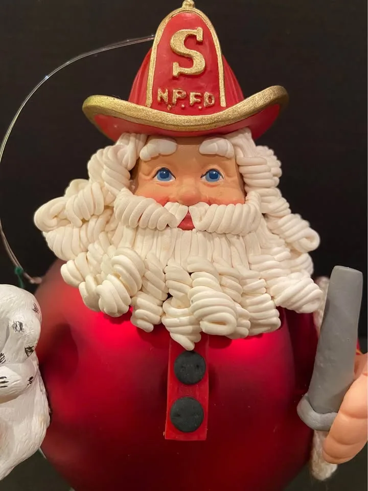 Vintage Fireman Santa Glass Ornament, by Department 56 image indicator(5)