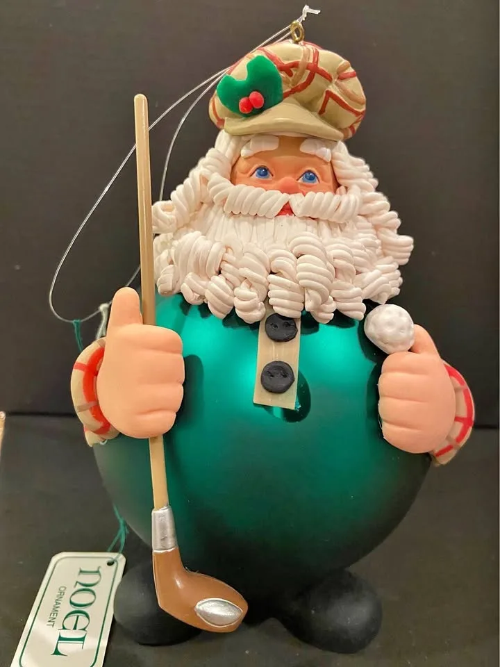 Vintage Golfing Santa Glass Ornament, by Department 56