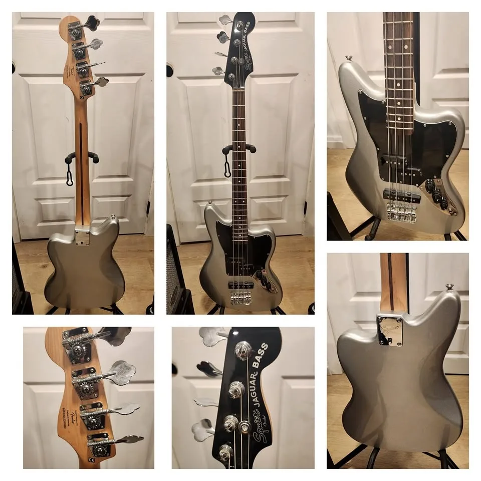 $400 Squier Jaguar PJ Bass Guitar - Short Scale - Silver
