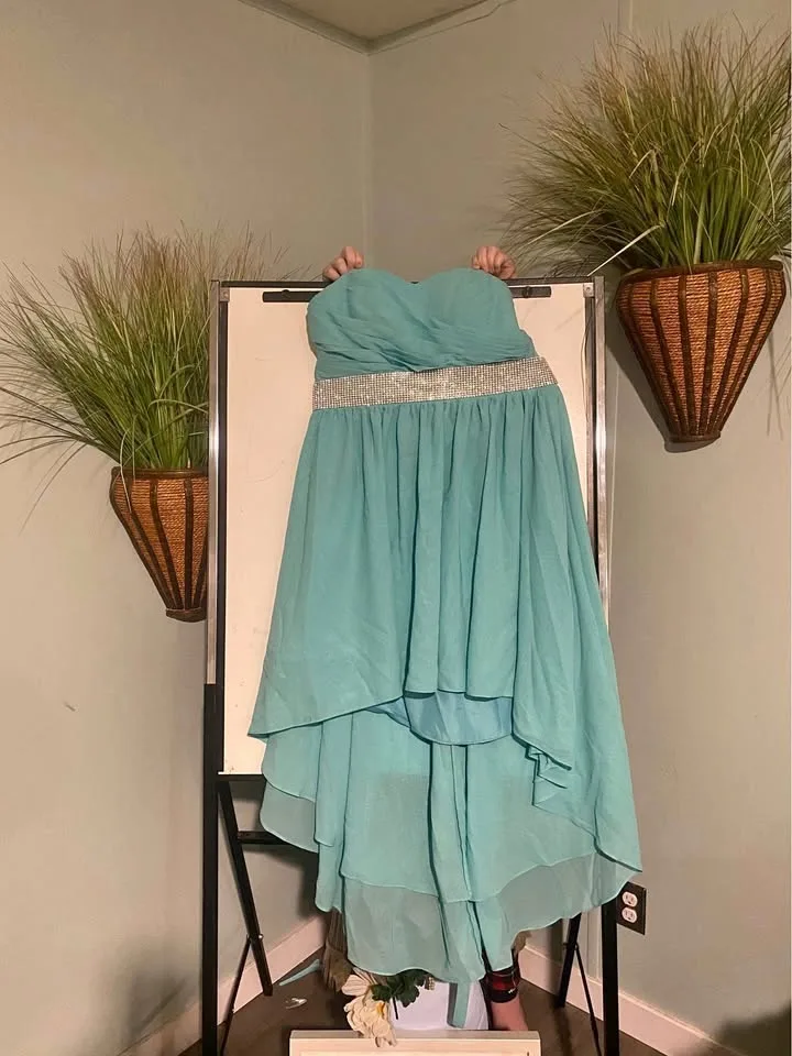 💎 Aqua Strapless High-Low Formal Dress – Size 12 💎. $65/OBO