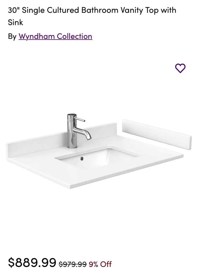 Marble Sink Vanity with Backsplash - Brand new