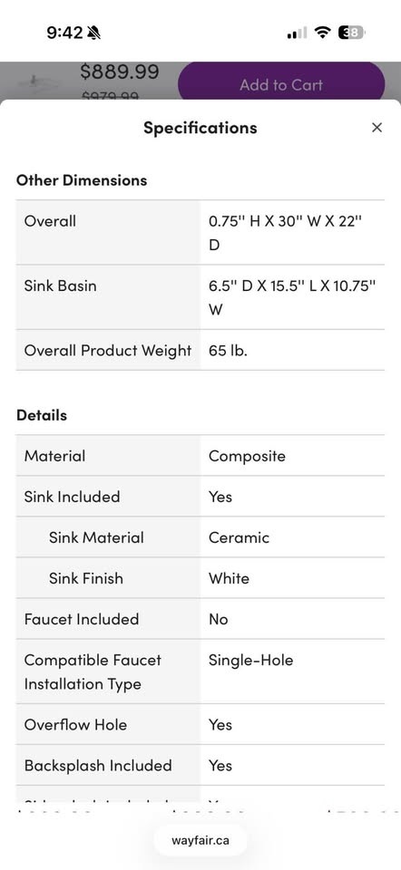Marble Sink Vanity with Backsplash - Brand new - photo 4