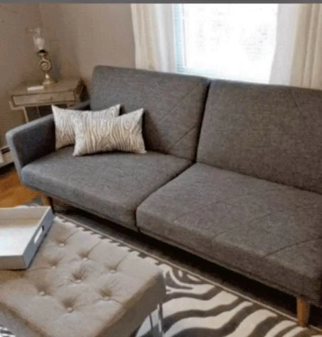 Convertible Sofa Bed – Grey Fabric – Modern Style – $150 OBO