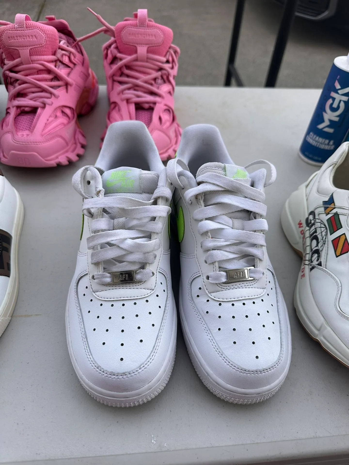 Neon and white Air Force 1 like new size 7 boys