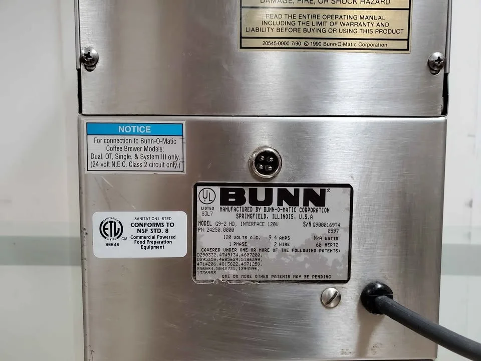 2 compartment Commercial Bunn Coffee Grinder image indicator(4)