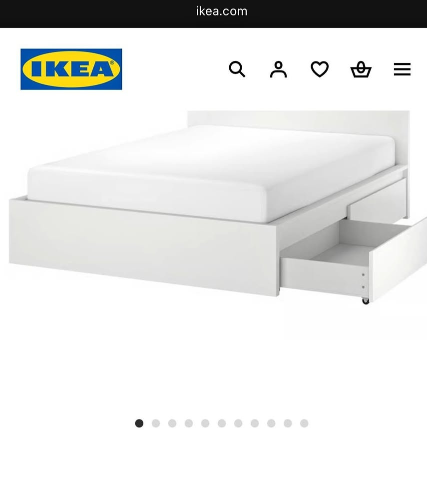 IKEA Bed Frame with 4 Storage Drawers + Mattress